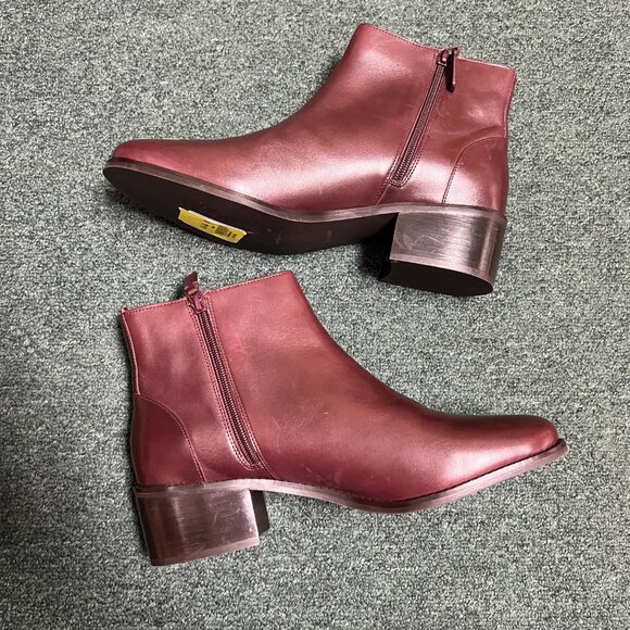 Cole Haan Holis Buckle Bootie Womens Size 11 B Burgundy Leather Ankle Boots NWT - Picture 2 of 8